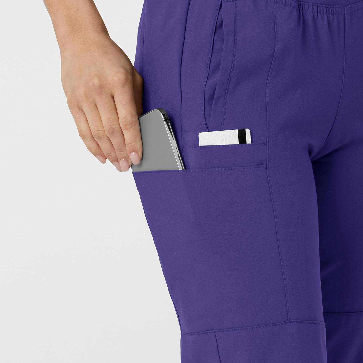 W123 Women’s Comfort Waist Cargo Jogger Scrub Pant(Grape)