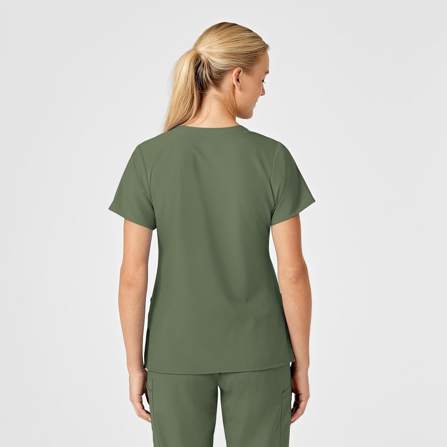 Wink Women’s Women’s Stylized V-Neck Scrub Top(Olive)