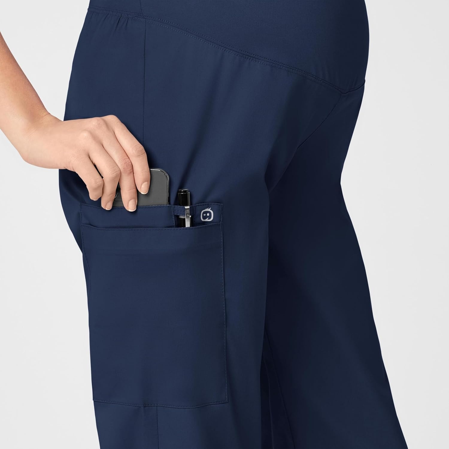 WonderWink Women’s Wonderwork Scrubs for Maternity Cargo Scrub Pants(Navy)