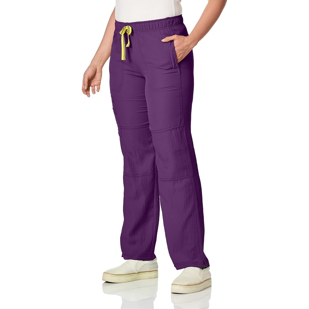 WonderWink Women’s Petite Four-Stretch Sporty Cargo Scrub Pant, Petite(Eggplant Purple)