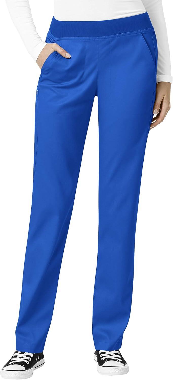 WonderWink PRO Women’s 4 Pocket Notch Neck Top & Knit Waist Cargo Pant Scrub Set + Badge Reel(Royal)