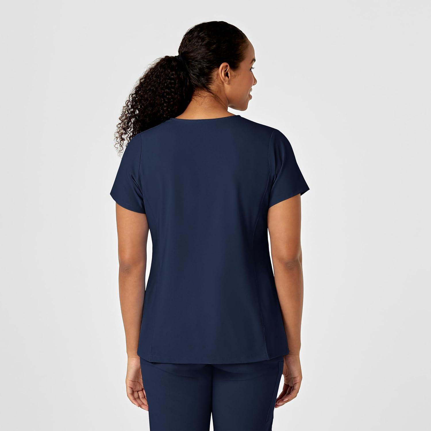 WonderWink Womens Y-Neck Wrap Top(Navy)