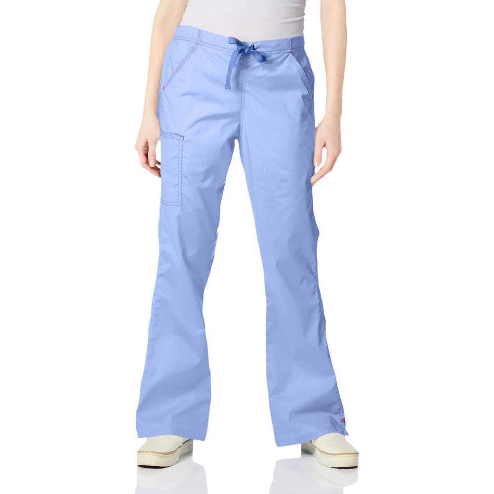 WonderWink Womens Grace Flare Leg Cargo PantMedical Scrubs Pants(Ceil Blue)