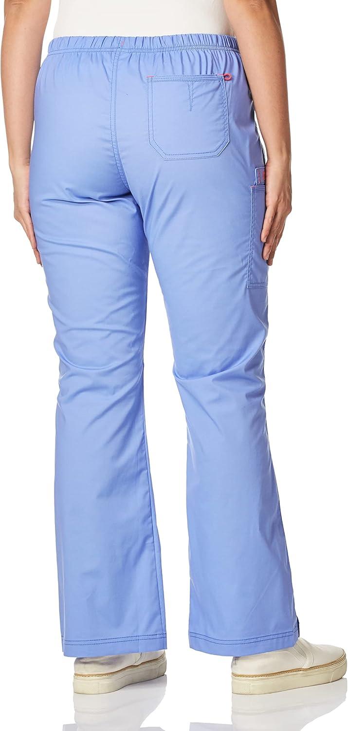 WonderWink Womens Grace Flare Leg Cargo PantMedical Scrubs Pants(Ceil Blue)