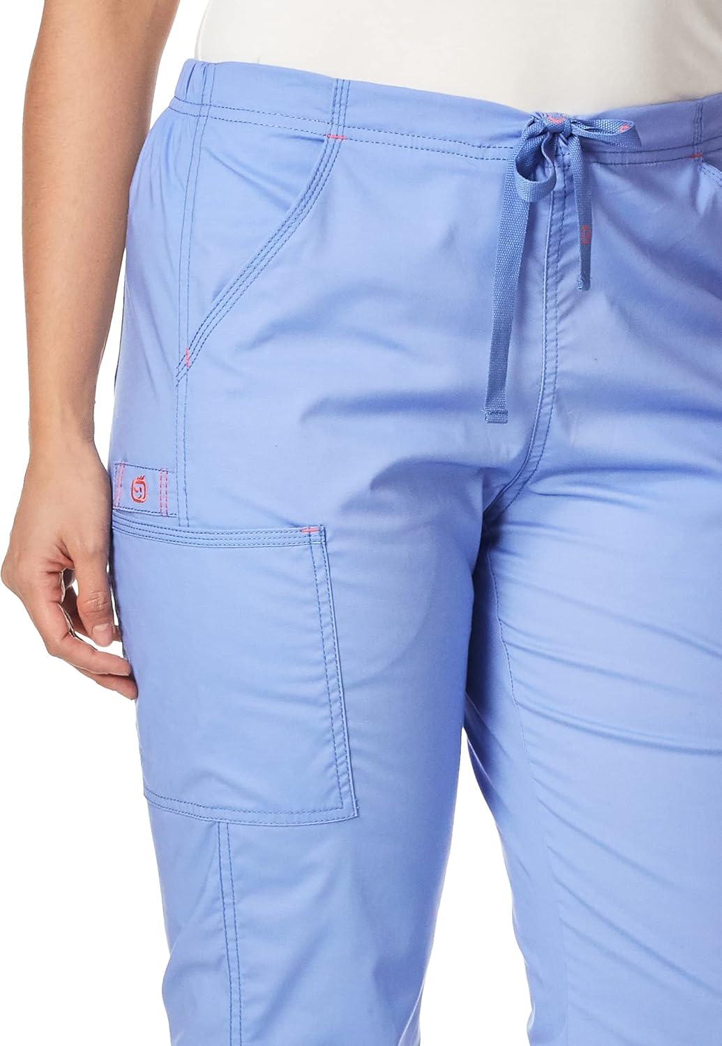 WonderWink Womens Grace Flare Leg Cargo PantMedical Scrubs Pants(Ceil Blue)