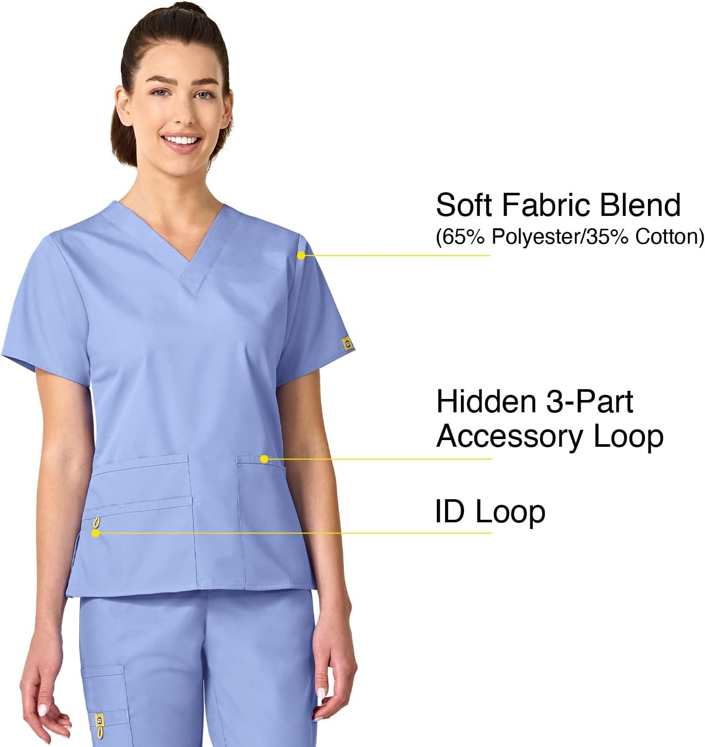 WonderWink womens Origins Bravo V-Neck Top, Ceil Blue, 2X-Large