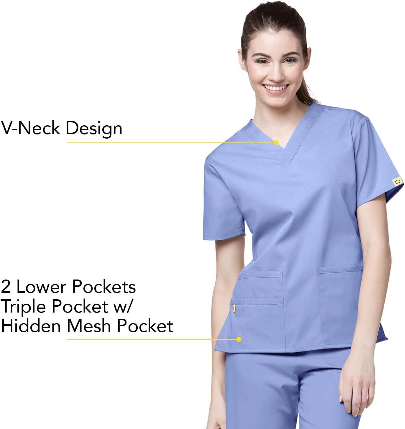 WonderWink womens Origins Bravo V-Neck Top, Ceil Blue, 2X-Large