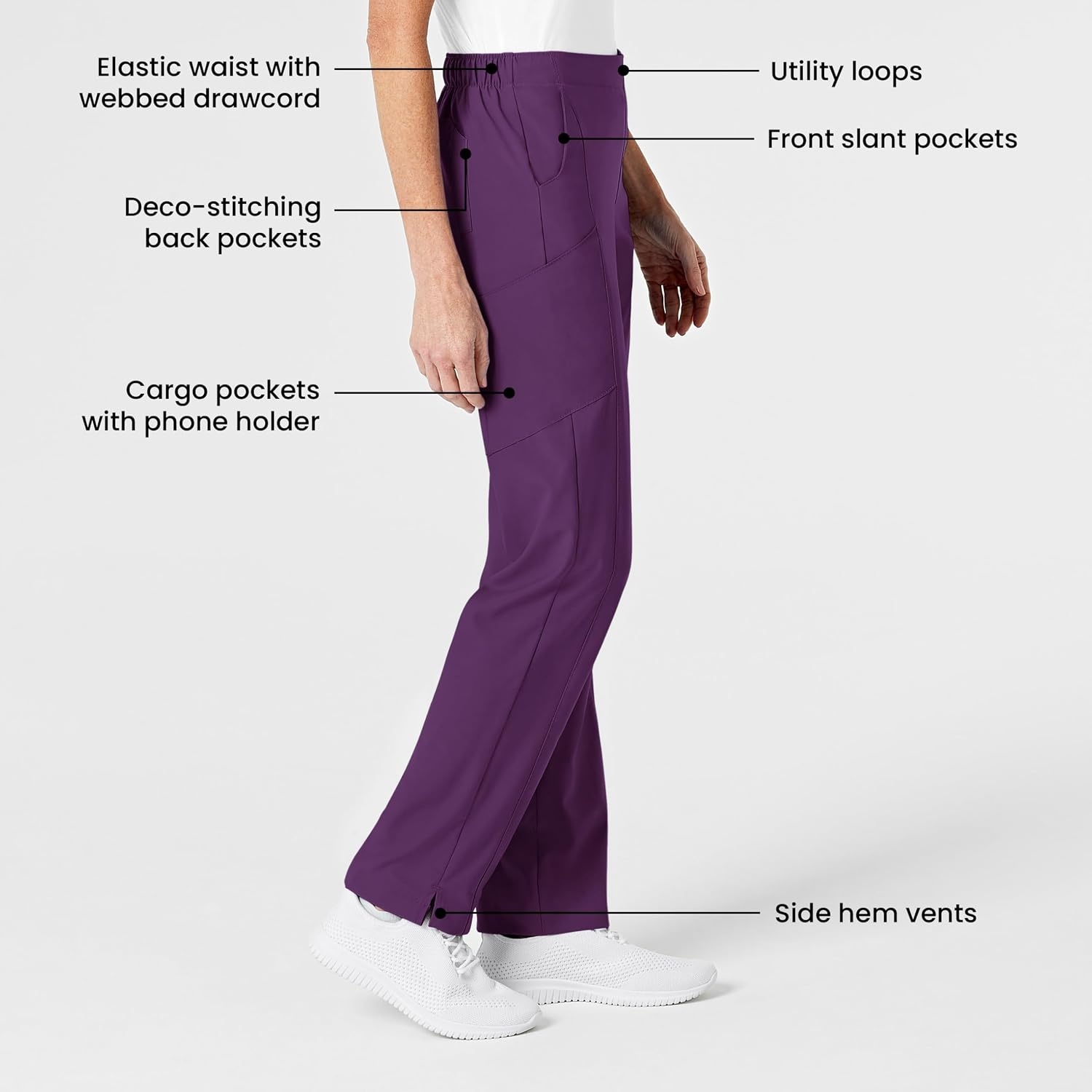 Women’s Flat Front Cargo Pant(Eggplant)