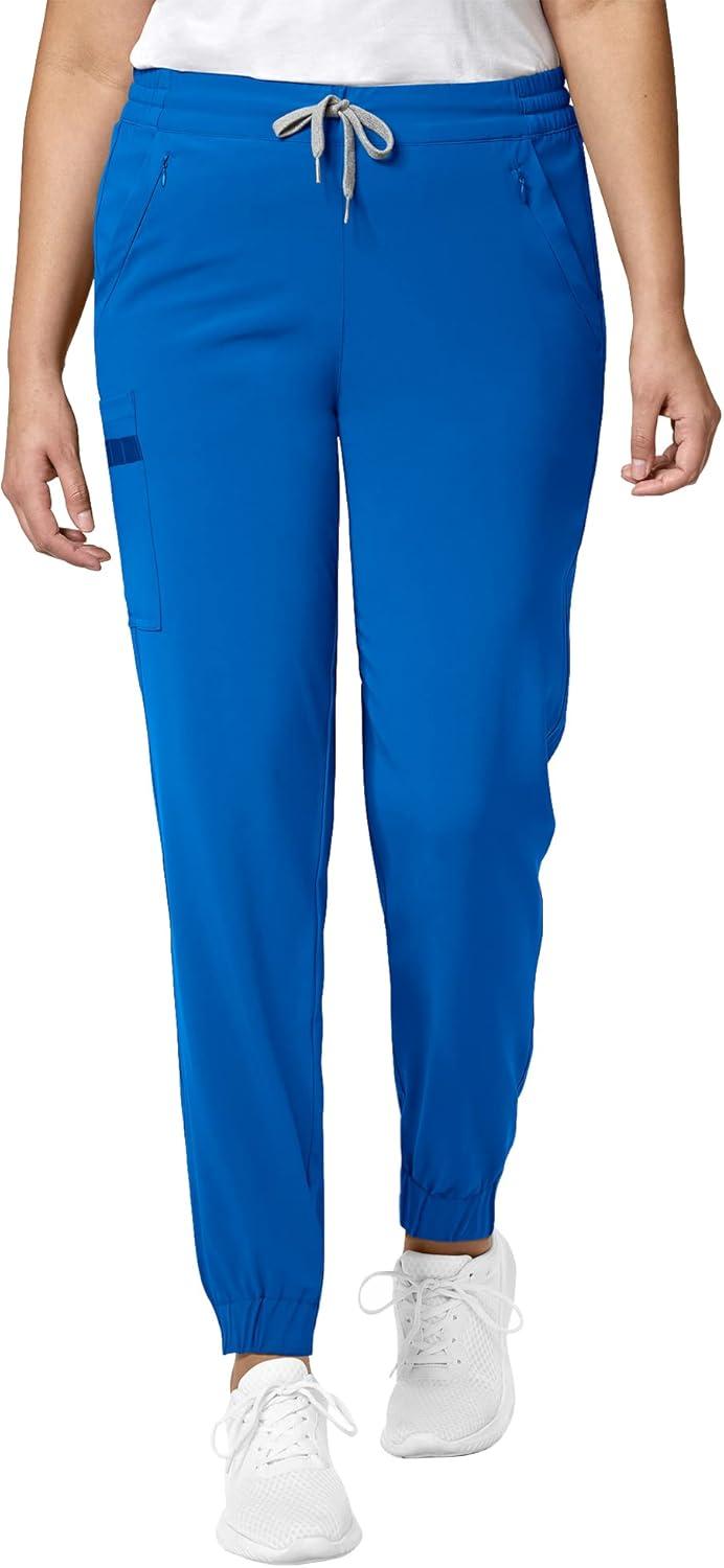 WonderWink RENEW Women’s V-Neck Top & Women’s Jogger Pant Scrub Set + Badge Reel(Royal)
