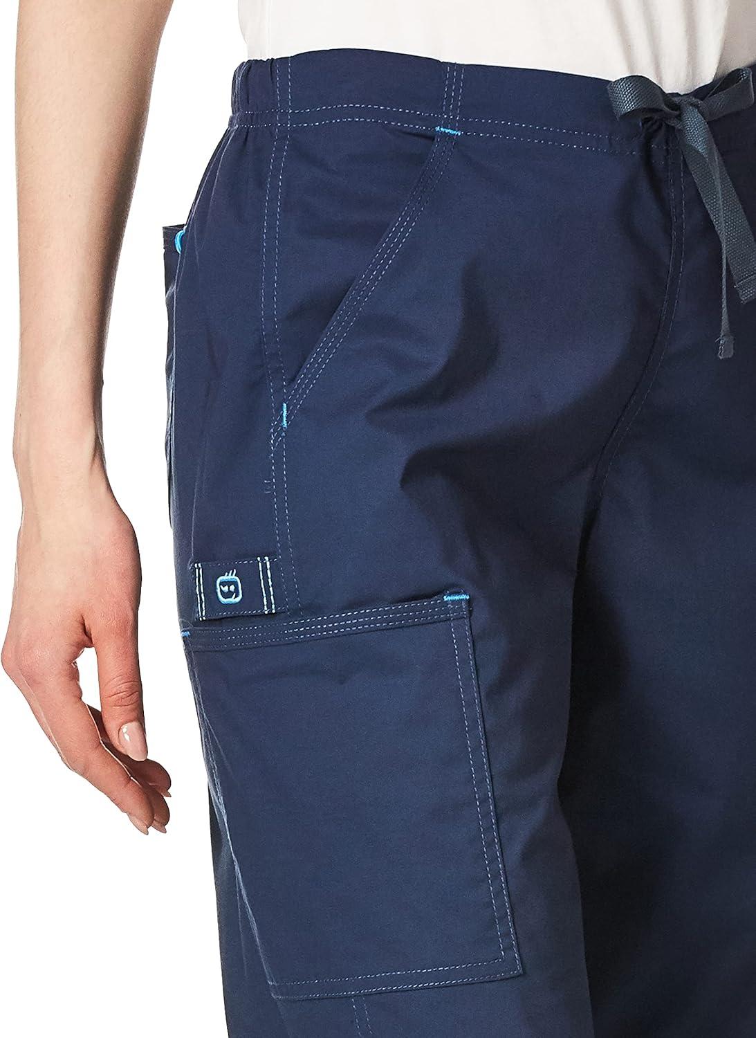 WonderWink Womens Grace Flare Leg Cargo PantMedical Scrubs Pants(Navy)