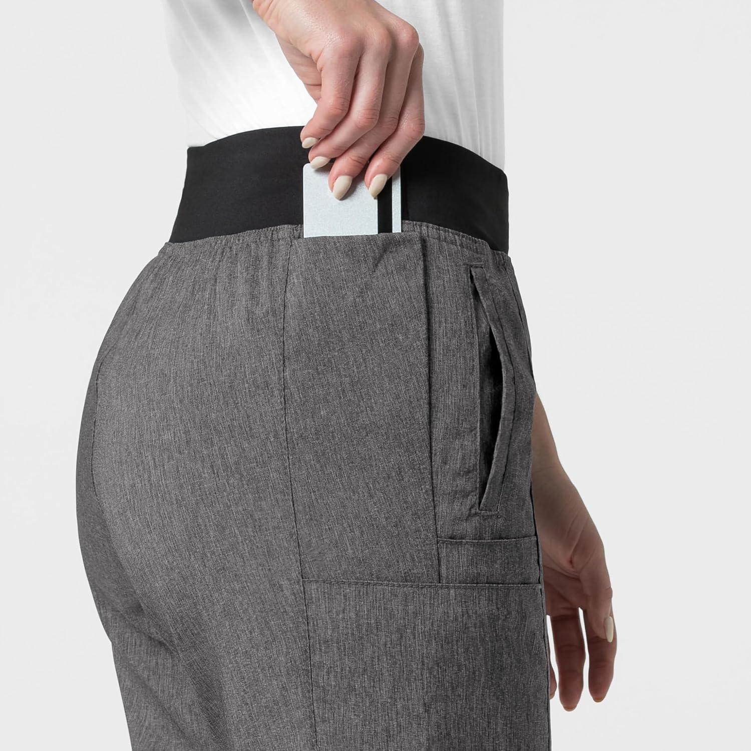 W123 Women’s Comfort Waist Cargo Jogger Scrub Pant(Charcoal Heather)
