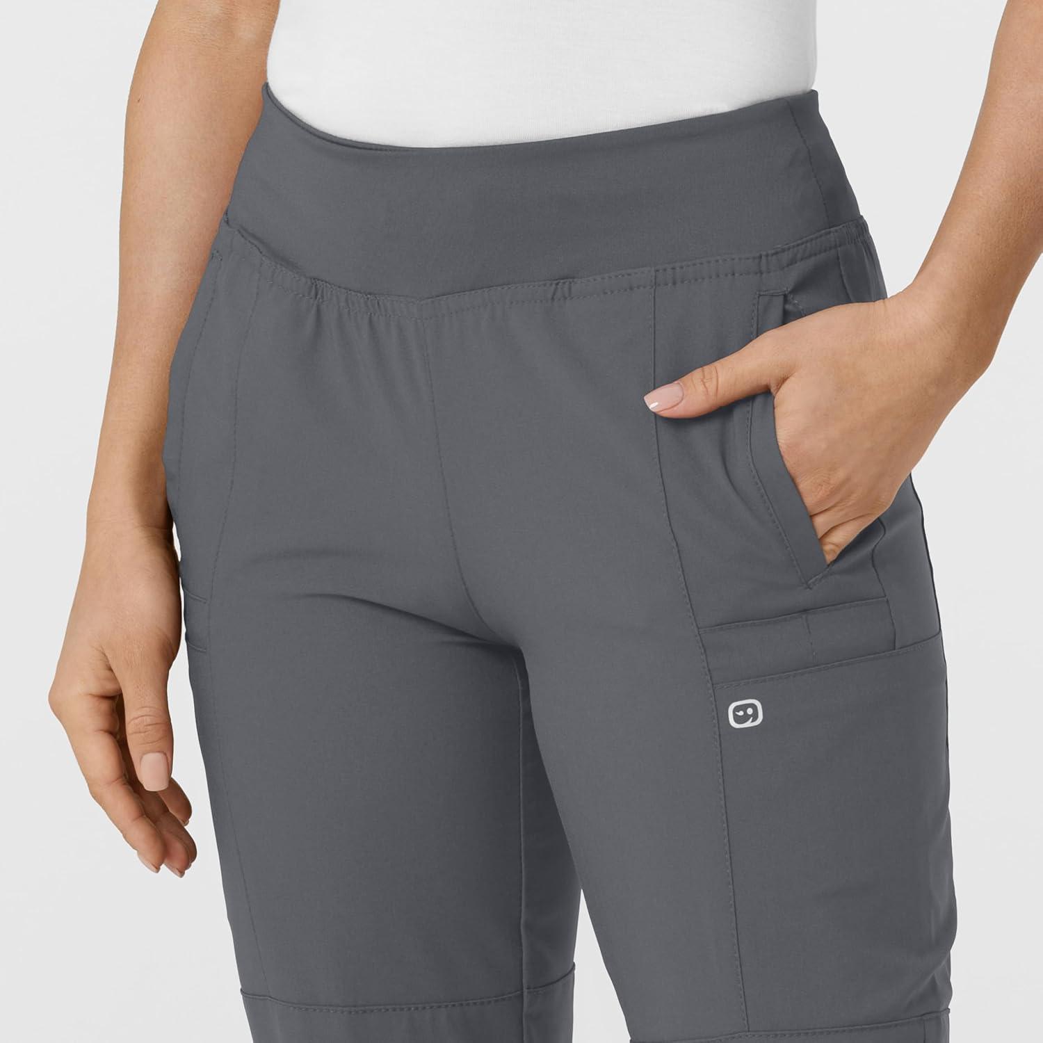 W123 Women’s Comfort Waist Cargo Jogger Scrub Pant(Pewter)