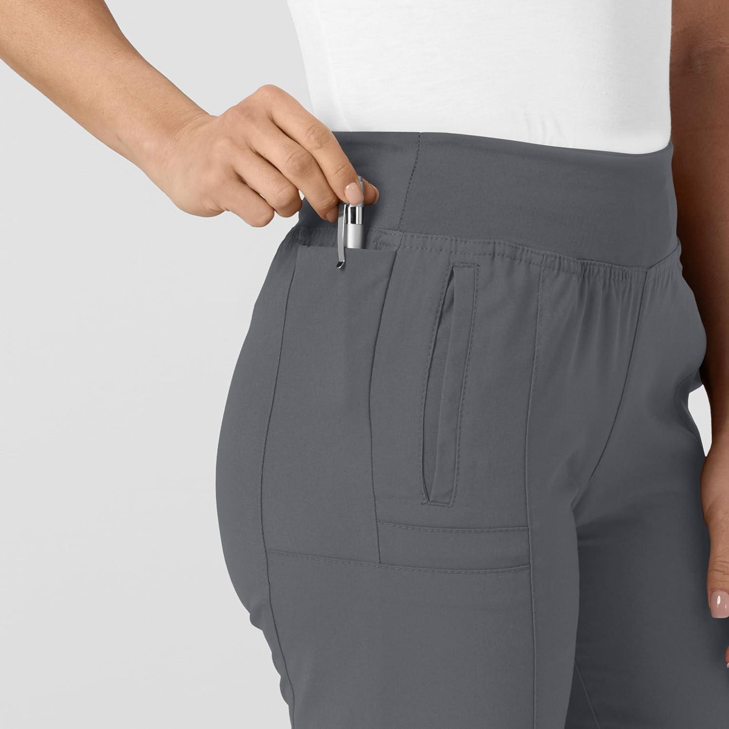 W123 Women’s Comfort Waist Cargo Jogger Scrub Pant(Pewter)