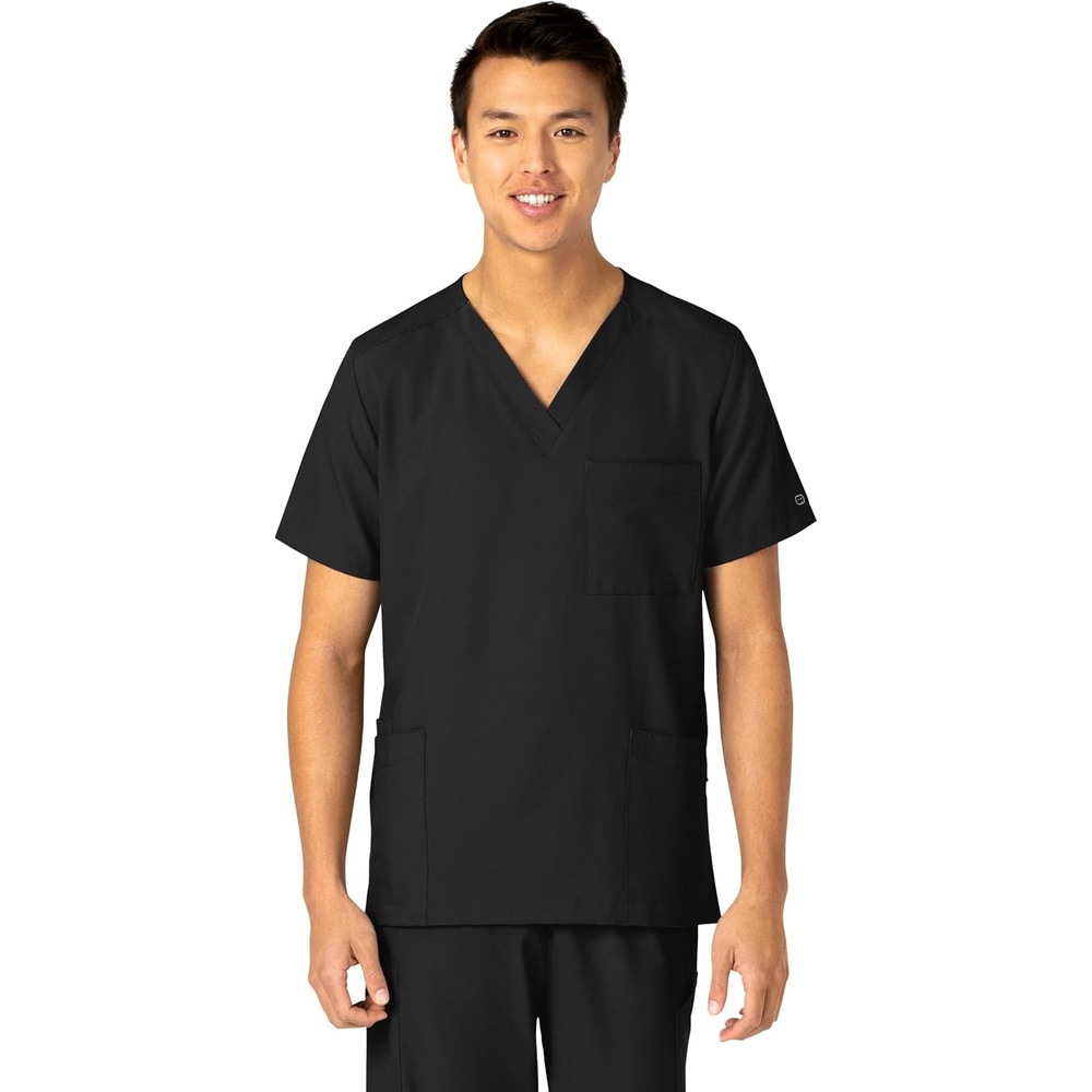 Wink W123 Unisex 4 Pocket Utility Scrub Top(Black)