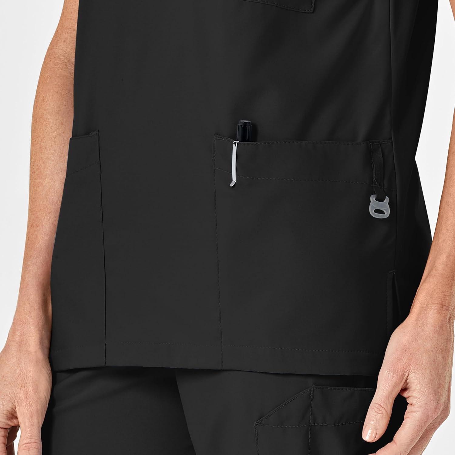 Wink W123 Unisex 4 Pocket Utility Scrub Top(Black)