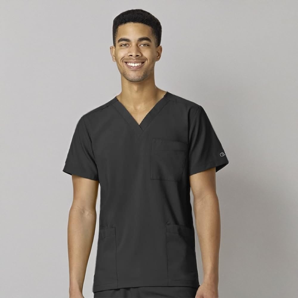 Wink W123 Unisex 4 Pocket Utility Scrub Top(Black)