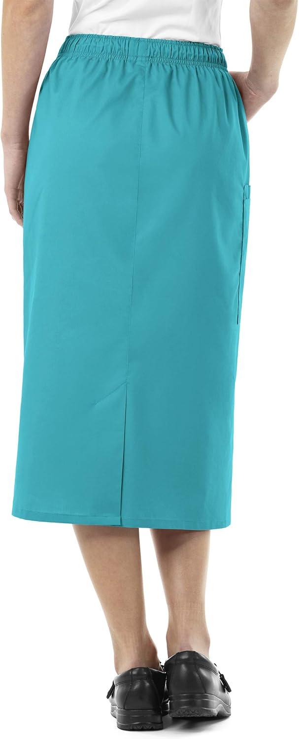 WonderWink Work Women’s Wrap Top & Scrub Skirt Set + Badge Reel(Grey)