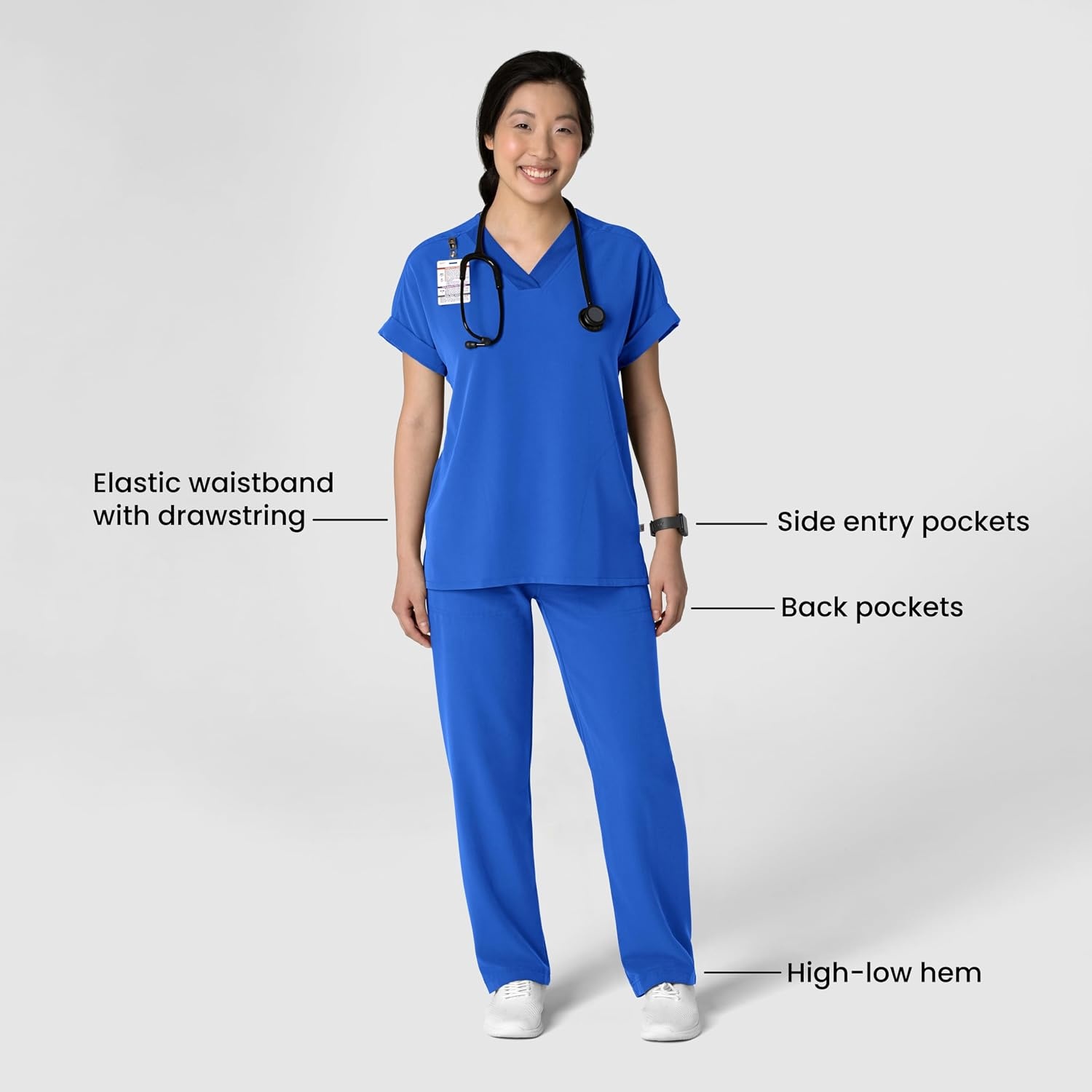 Wink Women’s Women’s Stovepipe High-Low Hem Scrub Pant(Royal)