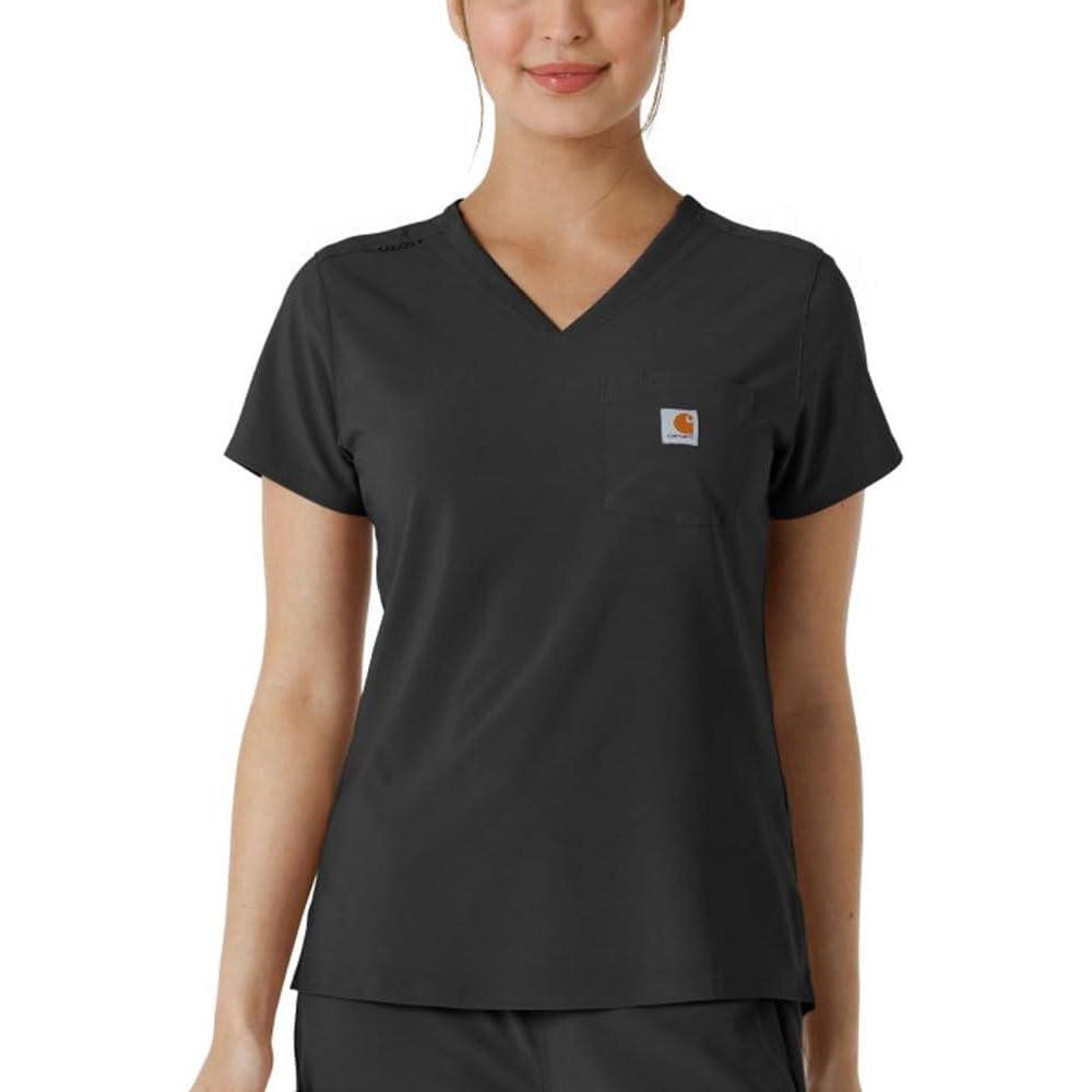 Carhartt Scrubs C13410 Women’s Cross-Flex Modern Fit Tuck-in Top Medium Black