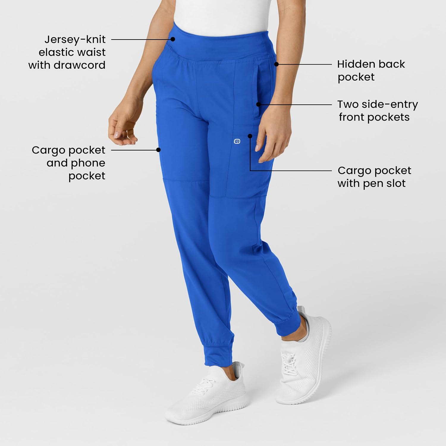 W123 Women’s Comfort Waist Cargo Jogger Scrub Pant(Royal)