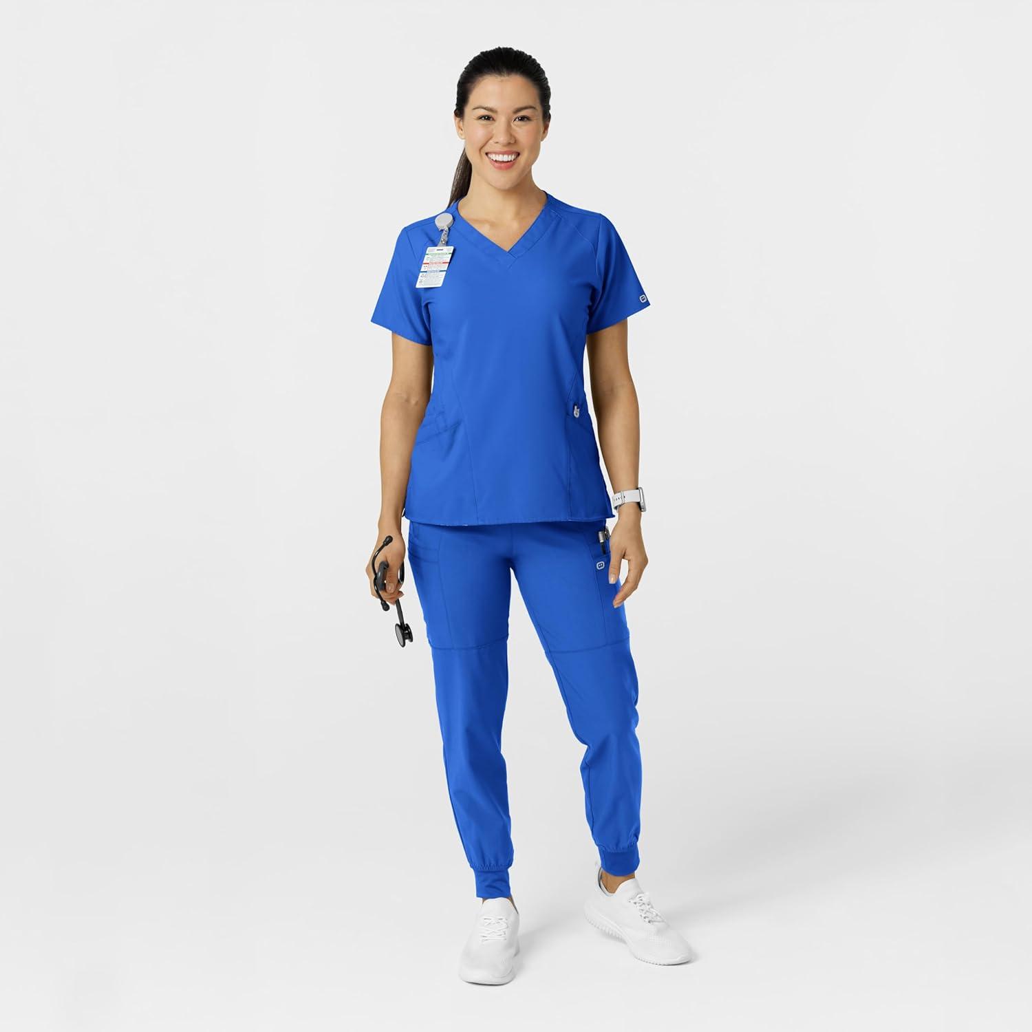 W123 Women’s Comfort Waist Cargo Jogger Scrub Pant(Royal)