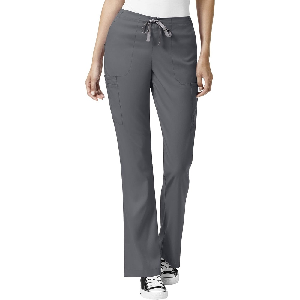 WonderWink Women’s Women’s Moderate Flare Leg Cargo Scrub Pant(Pewter)
