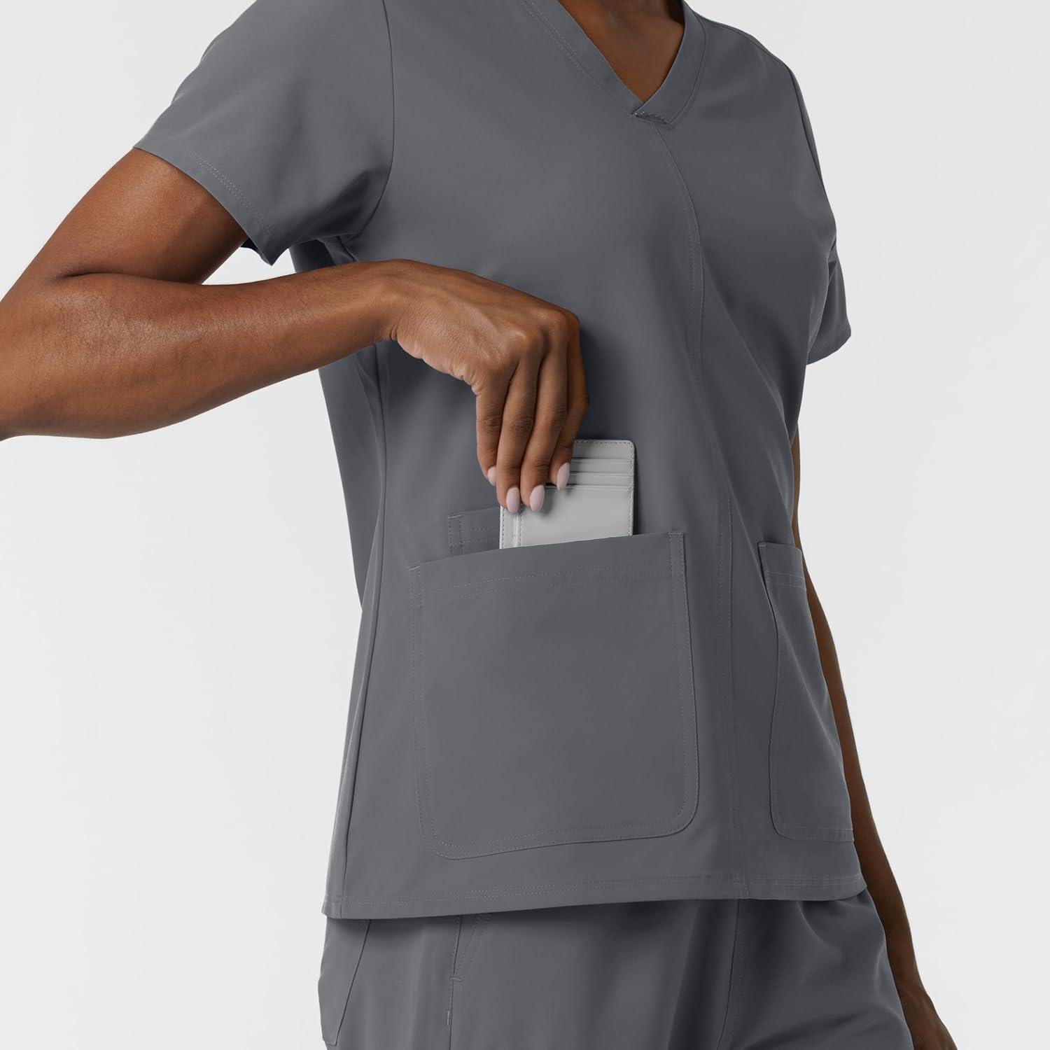Wink NURTUR Scrubs for Women, V-Neck Scrub Top – Pewter, XL