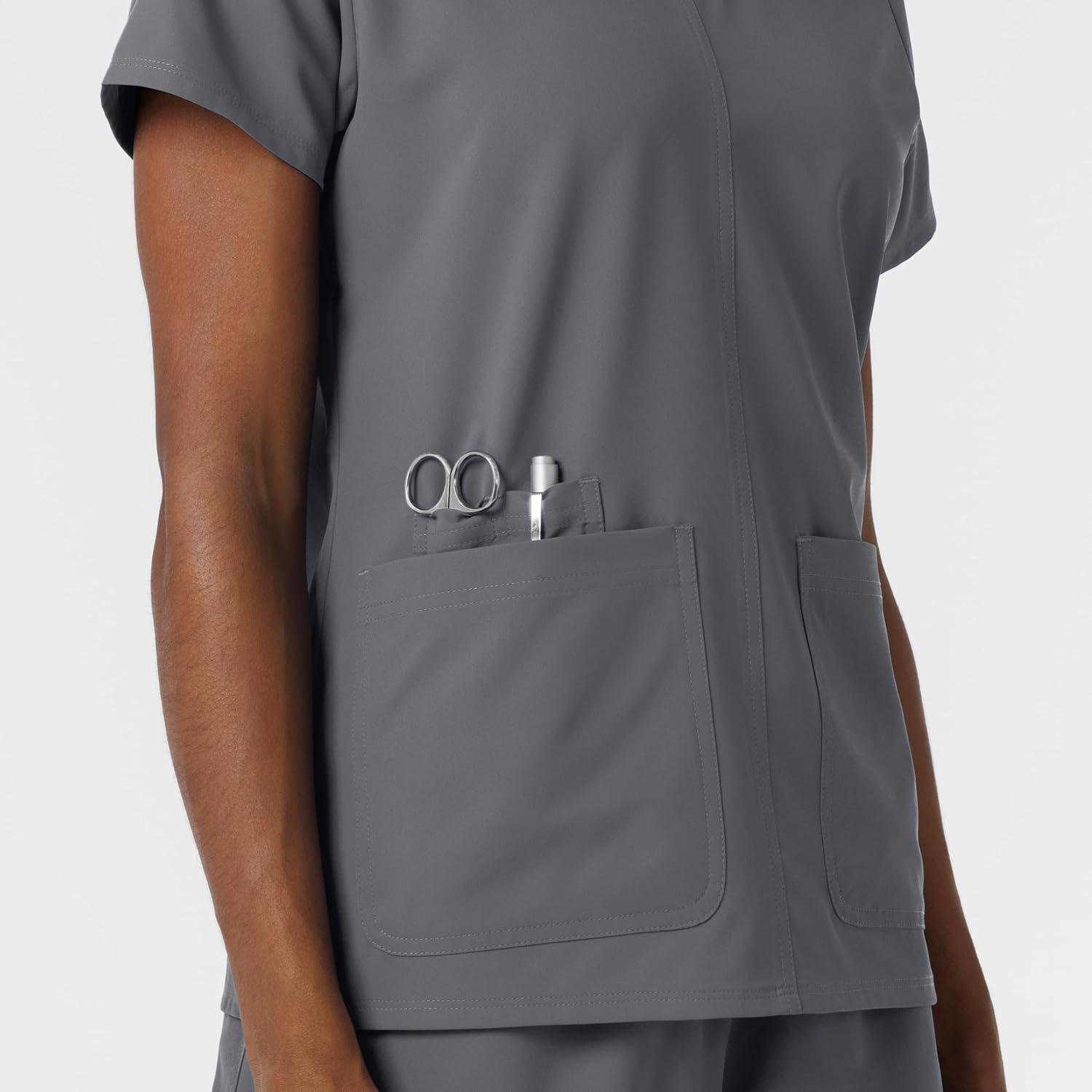Wink NURTUR Scrubs for Women, V-Neck Scrub Top – Pewter, XL
