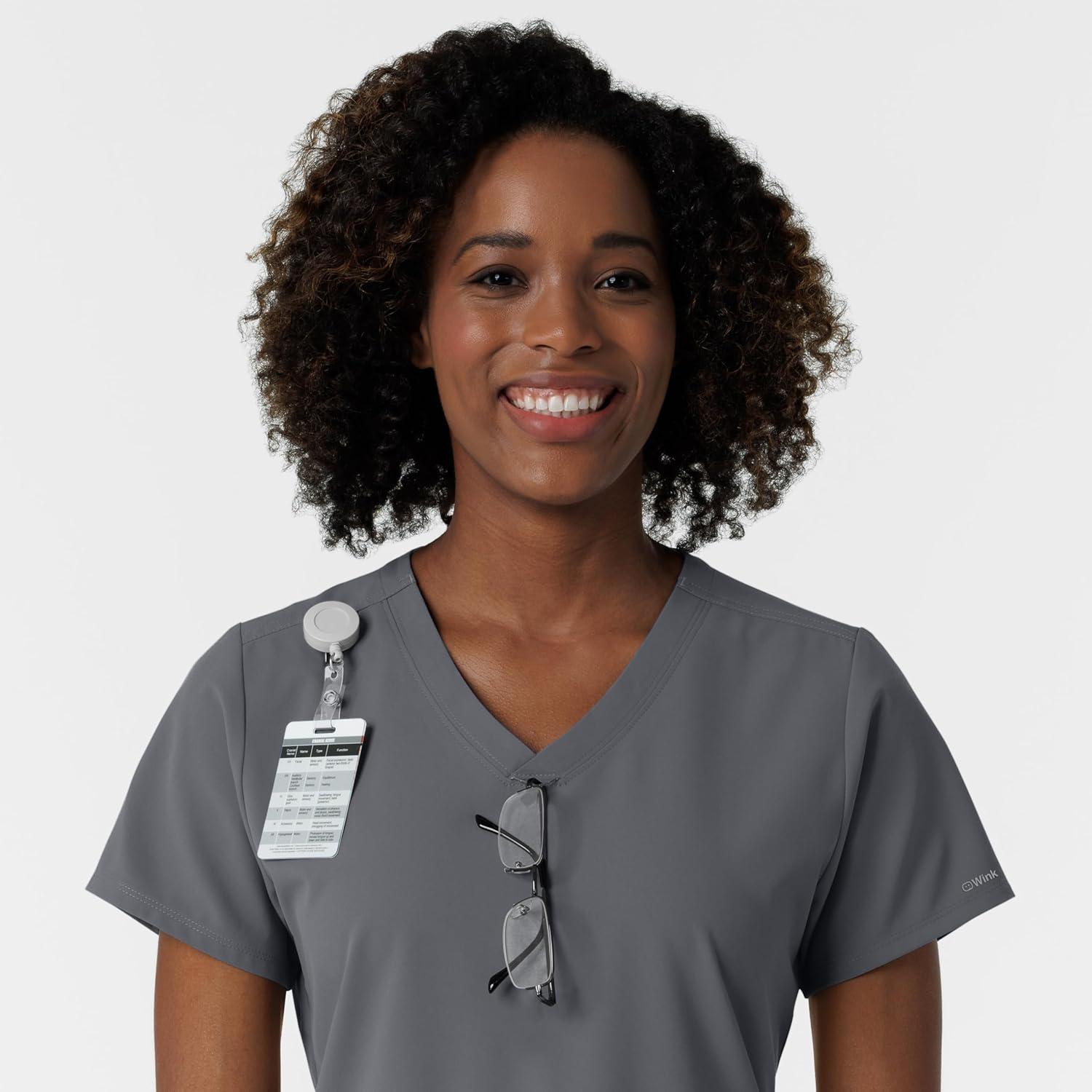 Wink NURTUR Scrubs for Women, V-Neck Scrub Top – Pewter, XL