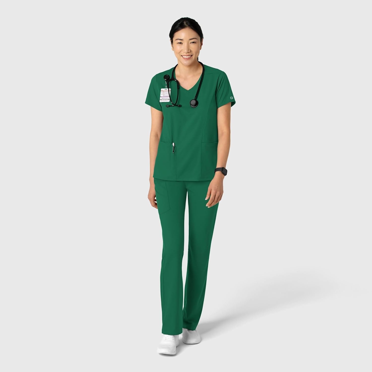 Wink Boundless Women’s 2-Pocket V-Neck Scrub Top(Hunter)