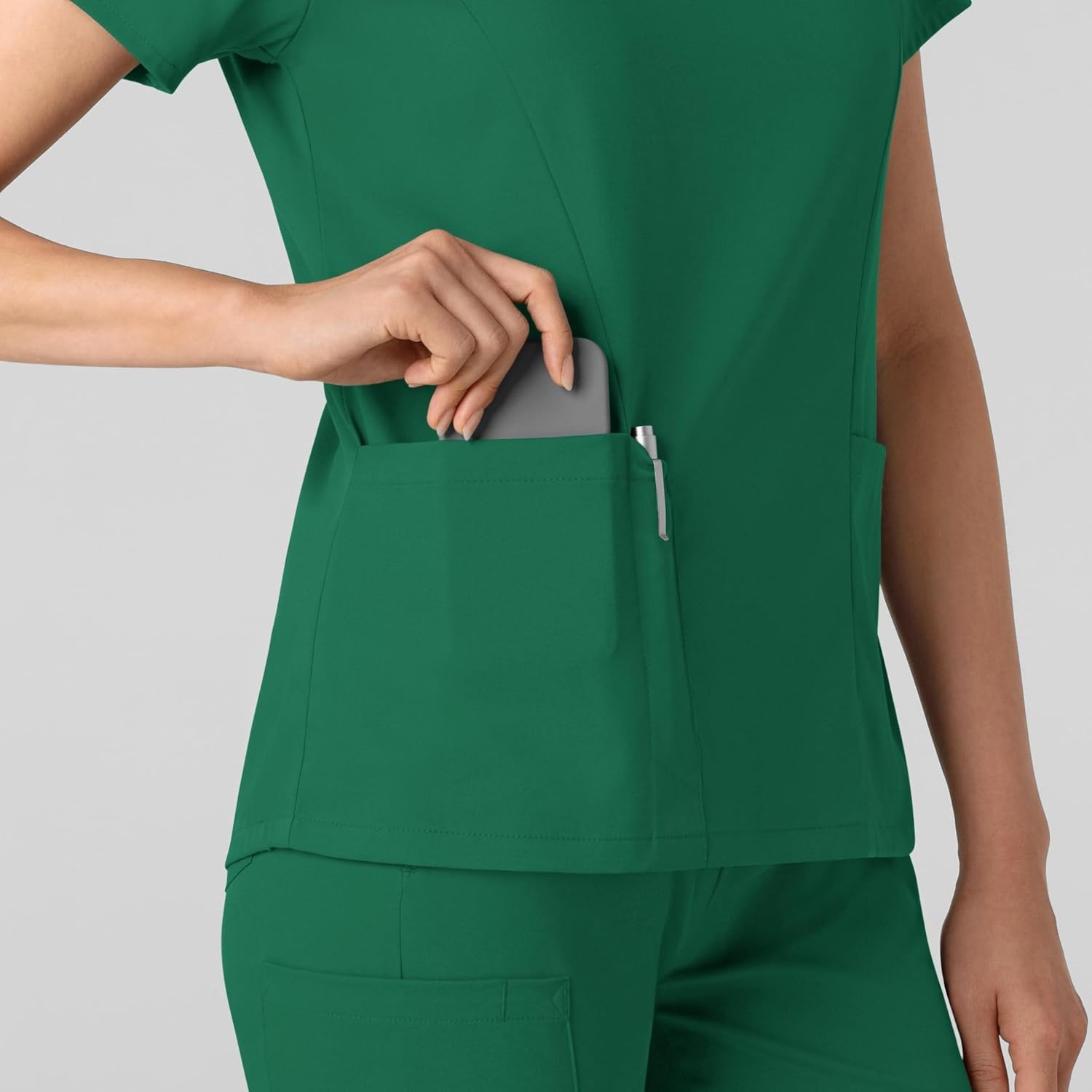 Wink Boundless Women’s 2-Pocket V-Neck Scrub Top(Hunter)