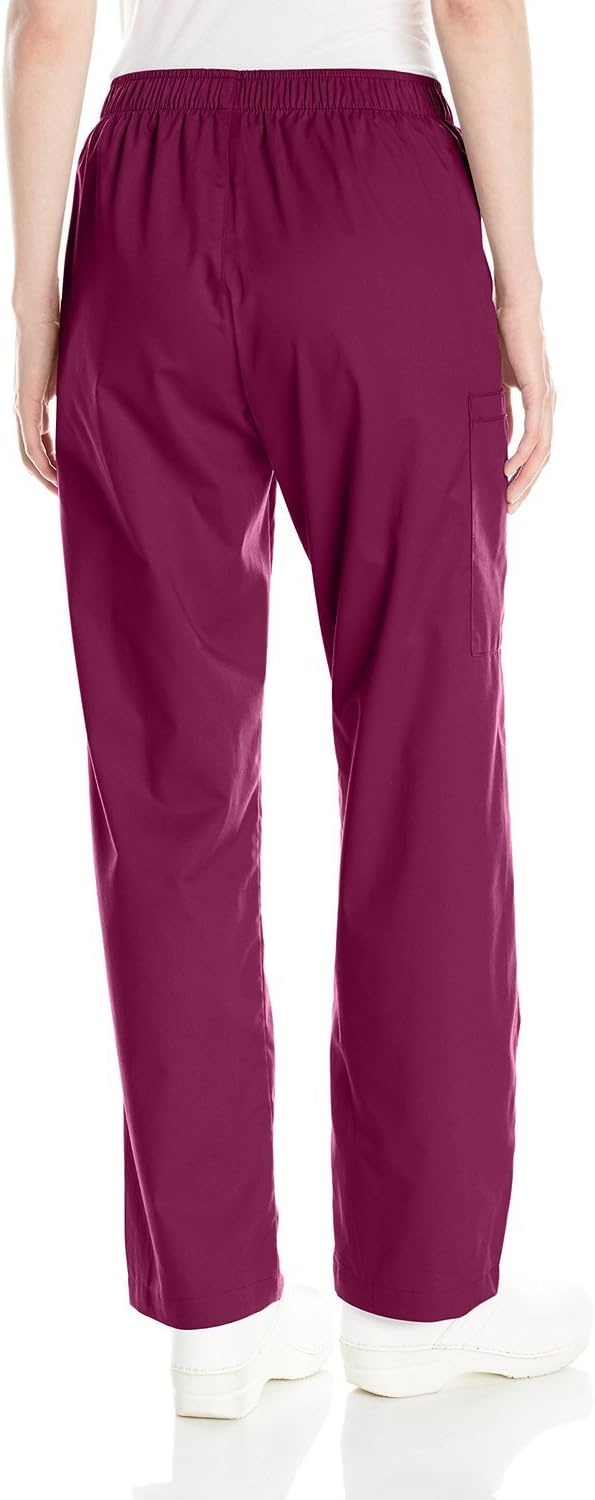 Wink Scrubs for Women, Boundless, Classic Wide Leg Cargo Pants with Full Drawstring and 8 Pockets(Wine)