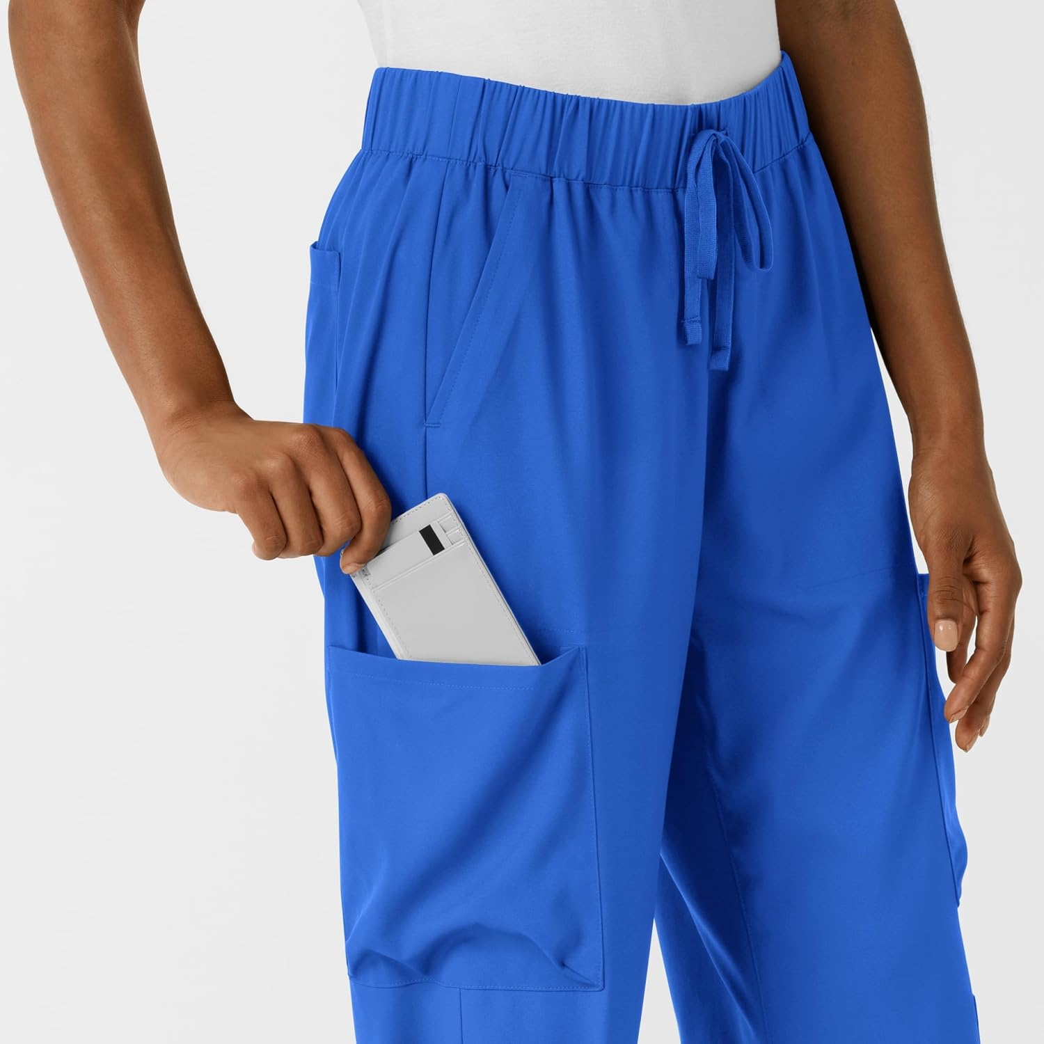 Wink Scrubs for Women, Boundless, Classic Wide Leg Cargo Pants with Full Drawstring and 8 Pockets(Royal)
