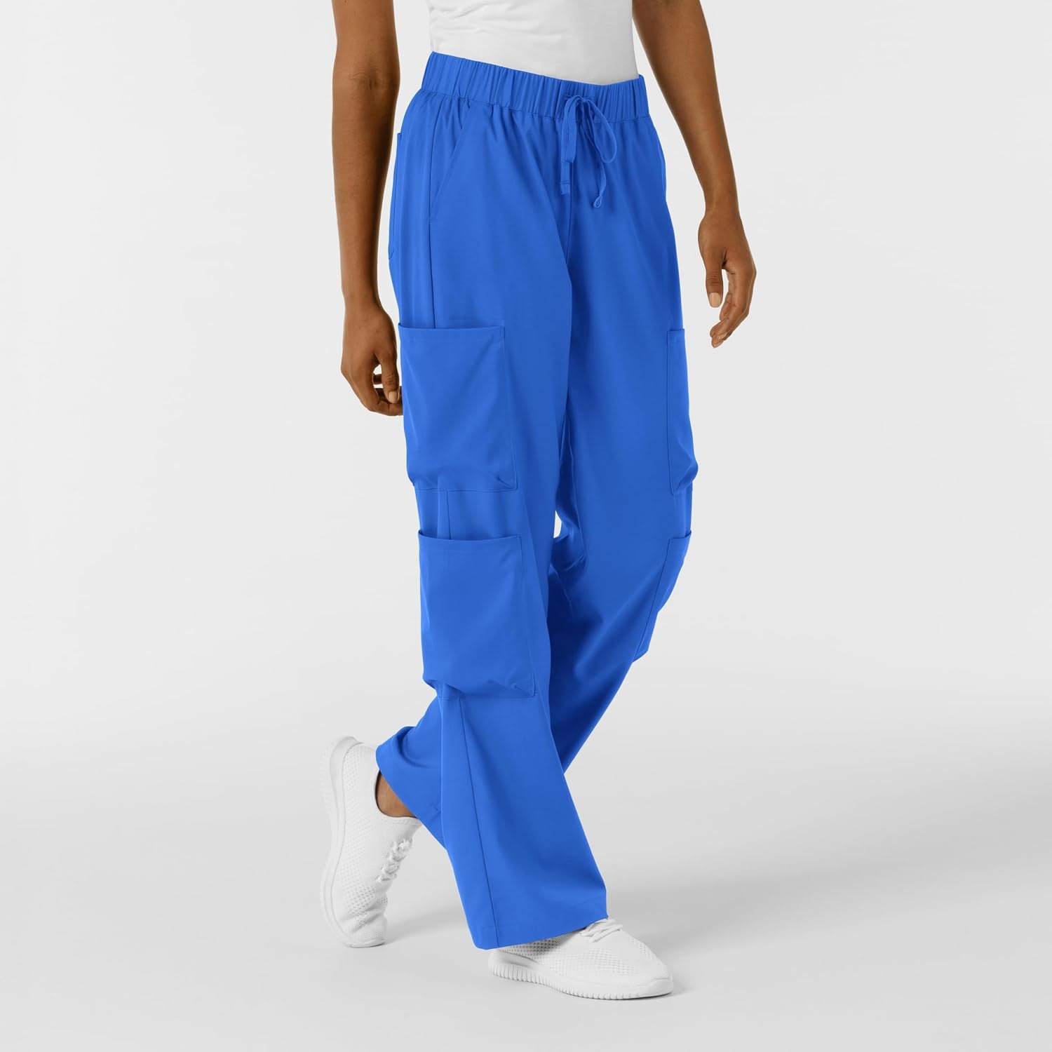 Wink Scrubs for Women, Boundless, Classic Wide Leg Cargo Pants with Full Drawstring and 8 Pockets(Royal)