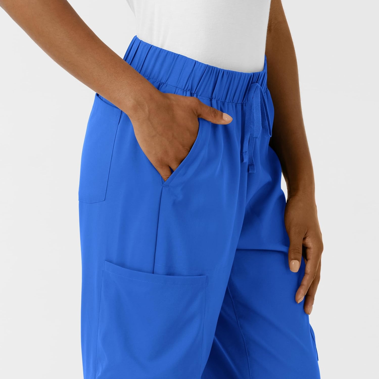 Wink Scrubs for Women, Boundless, Classic Wide Leg Cargo Pants with Full Drawstring and 8 Pockets(Royal)