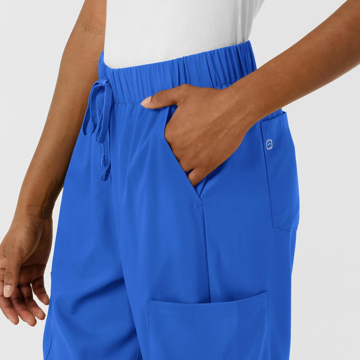 Wink Scrubs for Women, Boundless, Classic Wide Leg Cargo Pants with Full Drawstring and 8 Pockets(Royal)