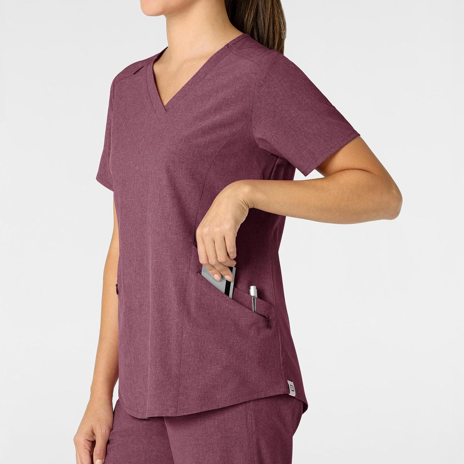Wink Womens Scrub Top(Wine Heather)
