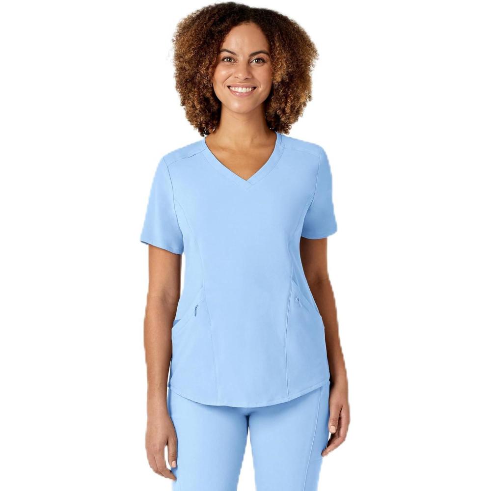 WINK Womens Scrub Top(Powder Blue)