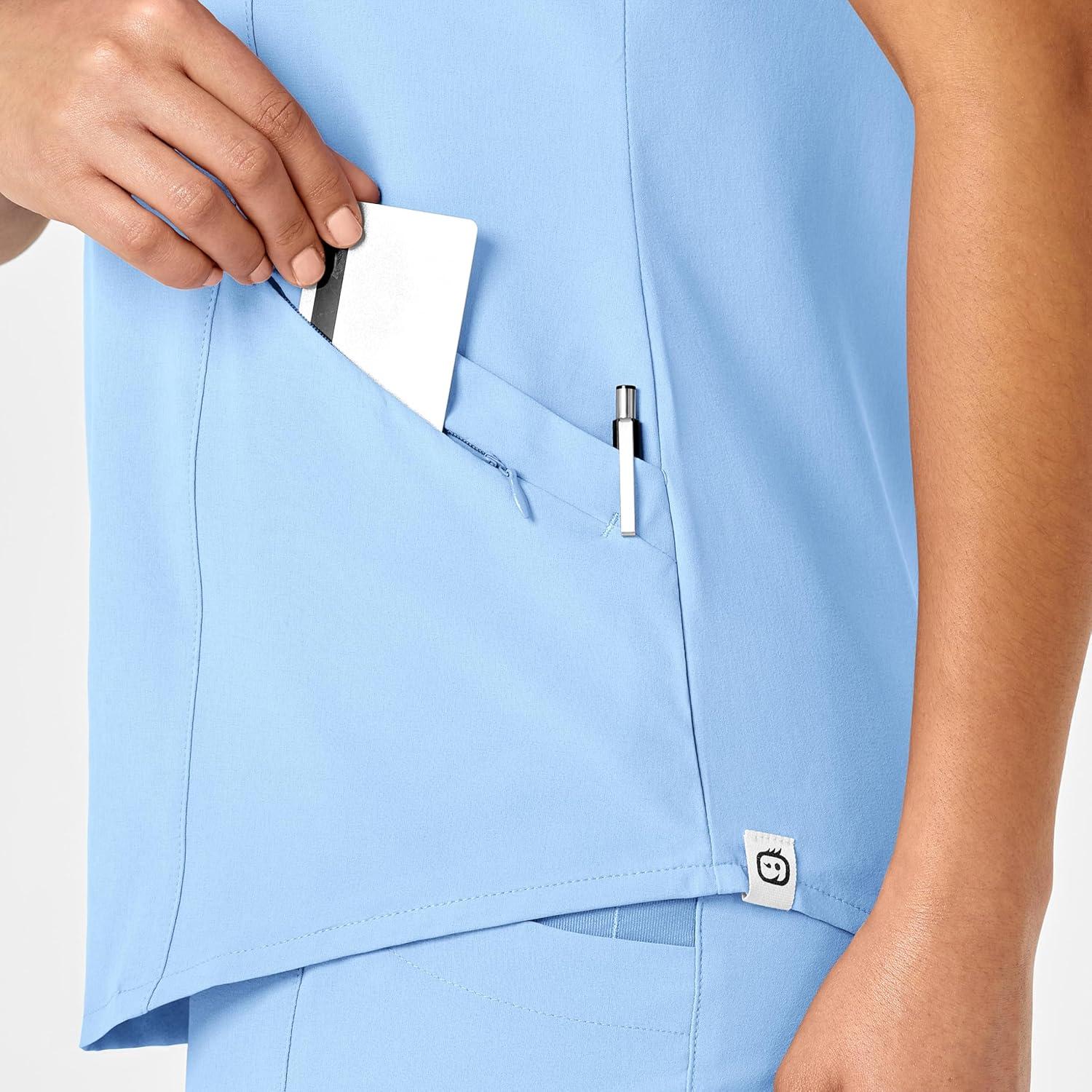 WINK Womens Scrub Top(Powder Blue)