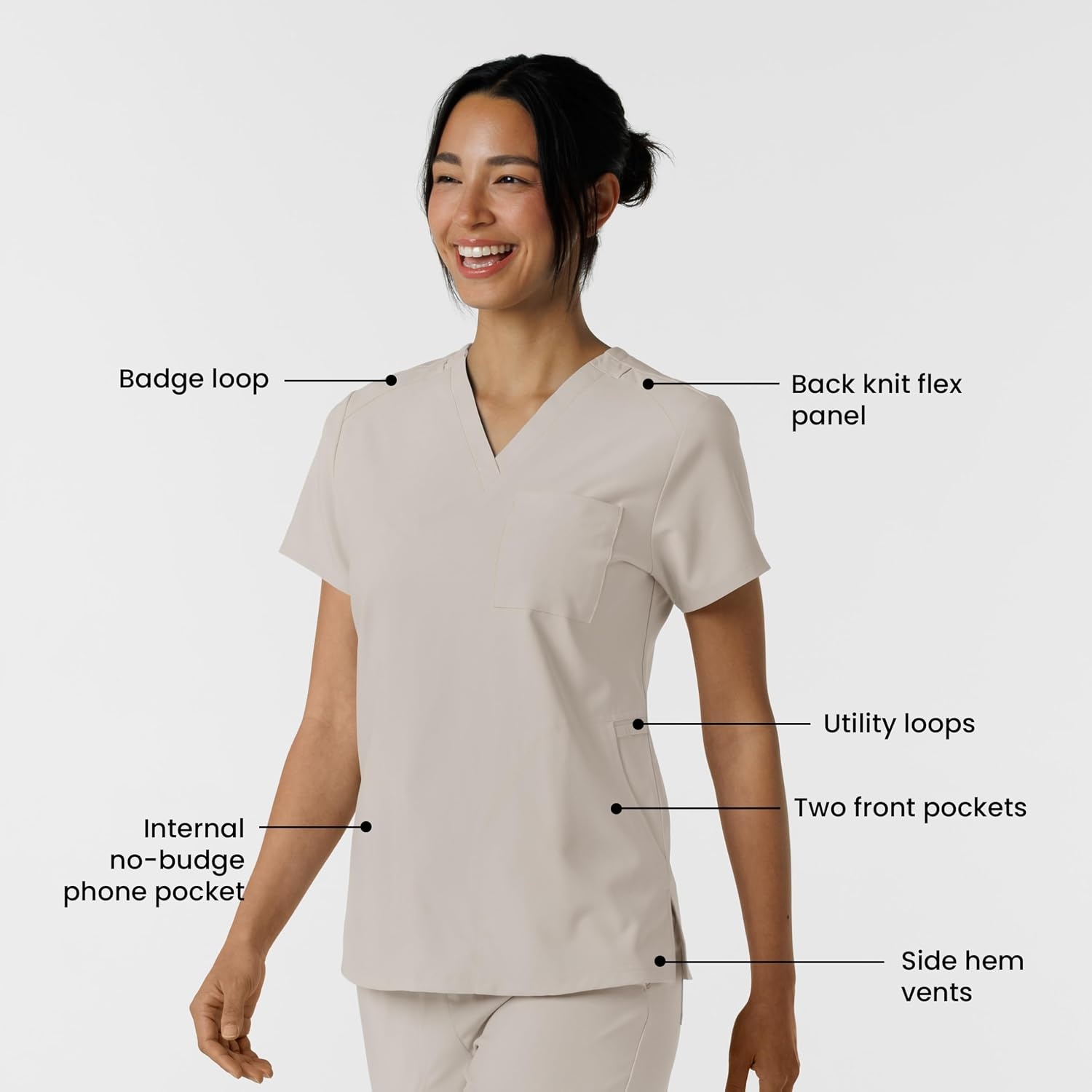 Wink Women’s Women’s Flex-n-Reach V-Neck Scrub Top(Cloud)