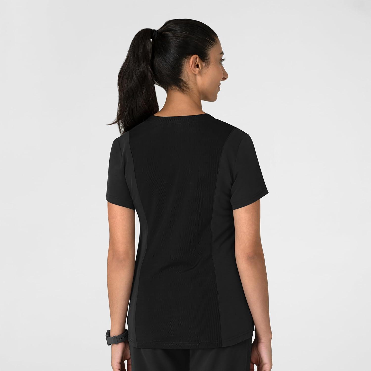 Wink Women’s Women’s Flex-n-Reach V-Neck Scrub Top(Black)
