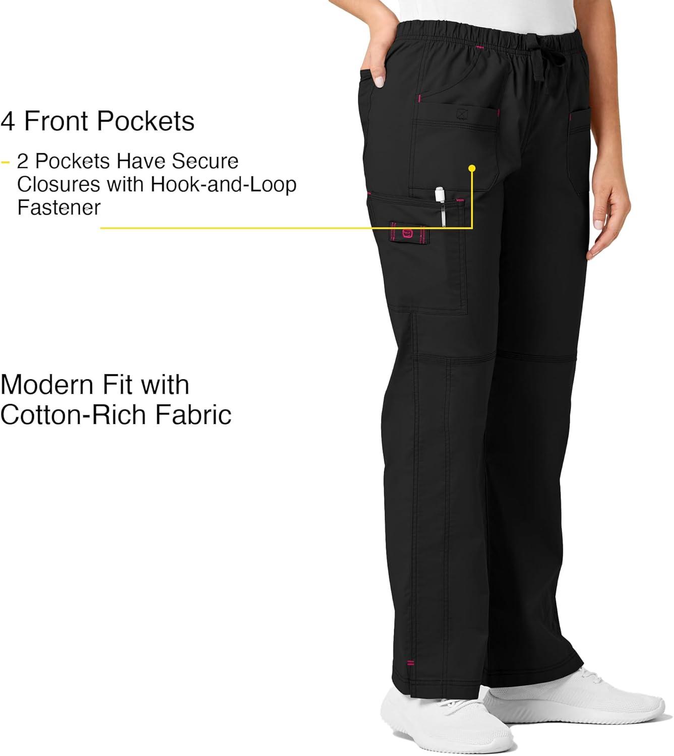 WonderWink Women’s Wonderflex Faith Scrub Pant(Black)