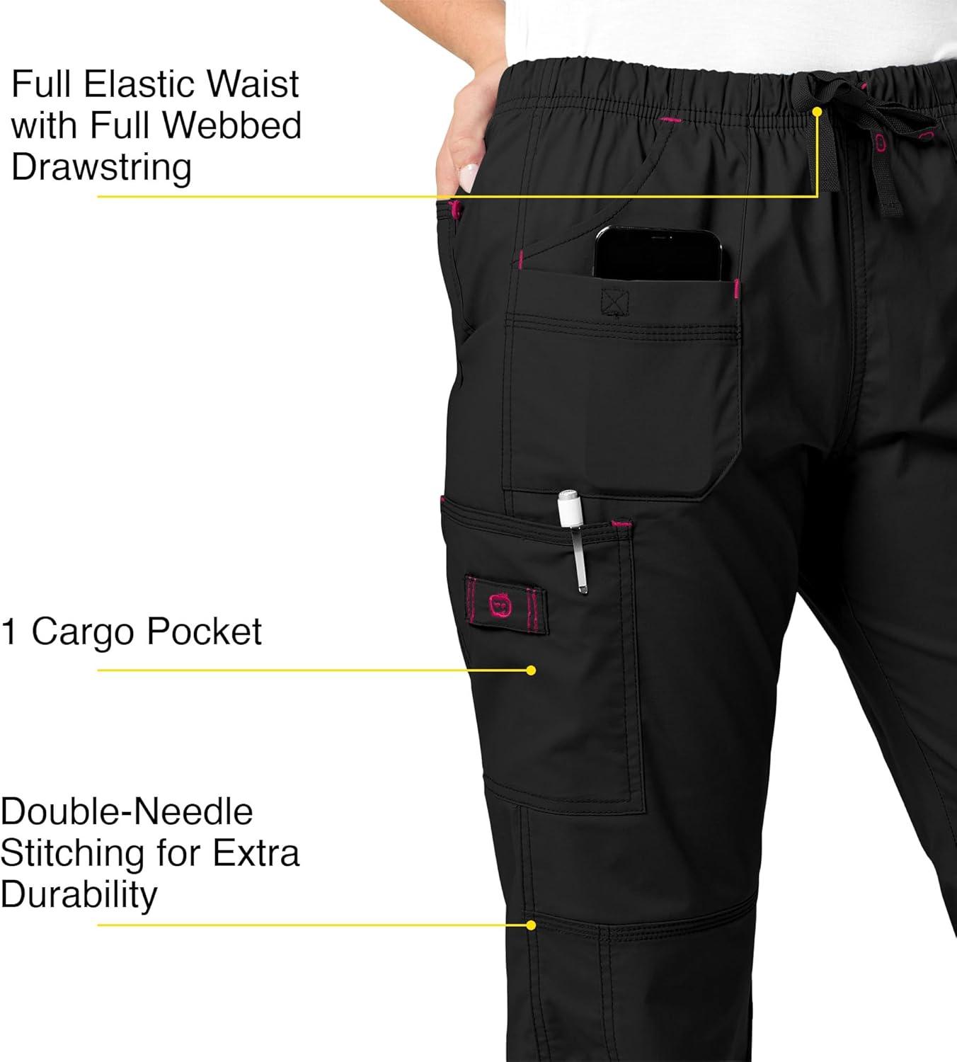 WonderWink Women’s Wonderflex Faith Scrub Pant(Black)