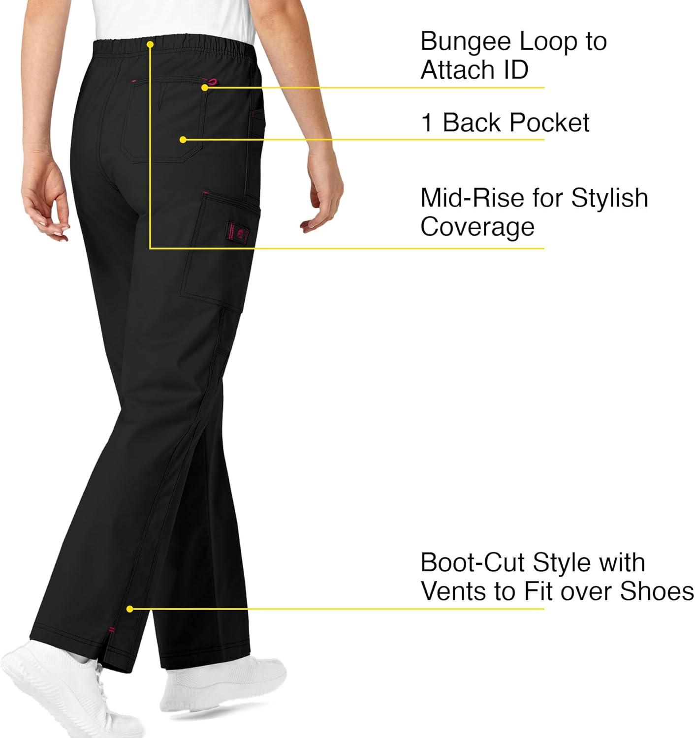 WonderWink Women’s Wonderflex Faith Scrub Pant(Black)