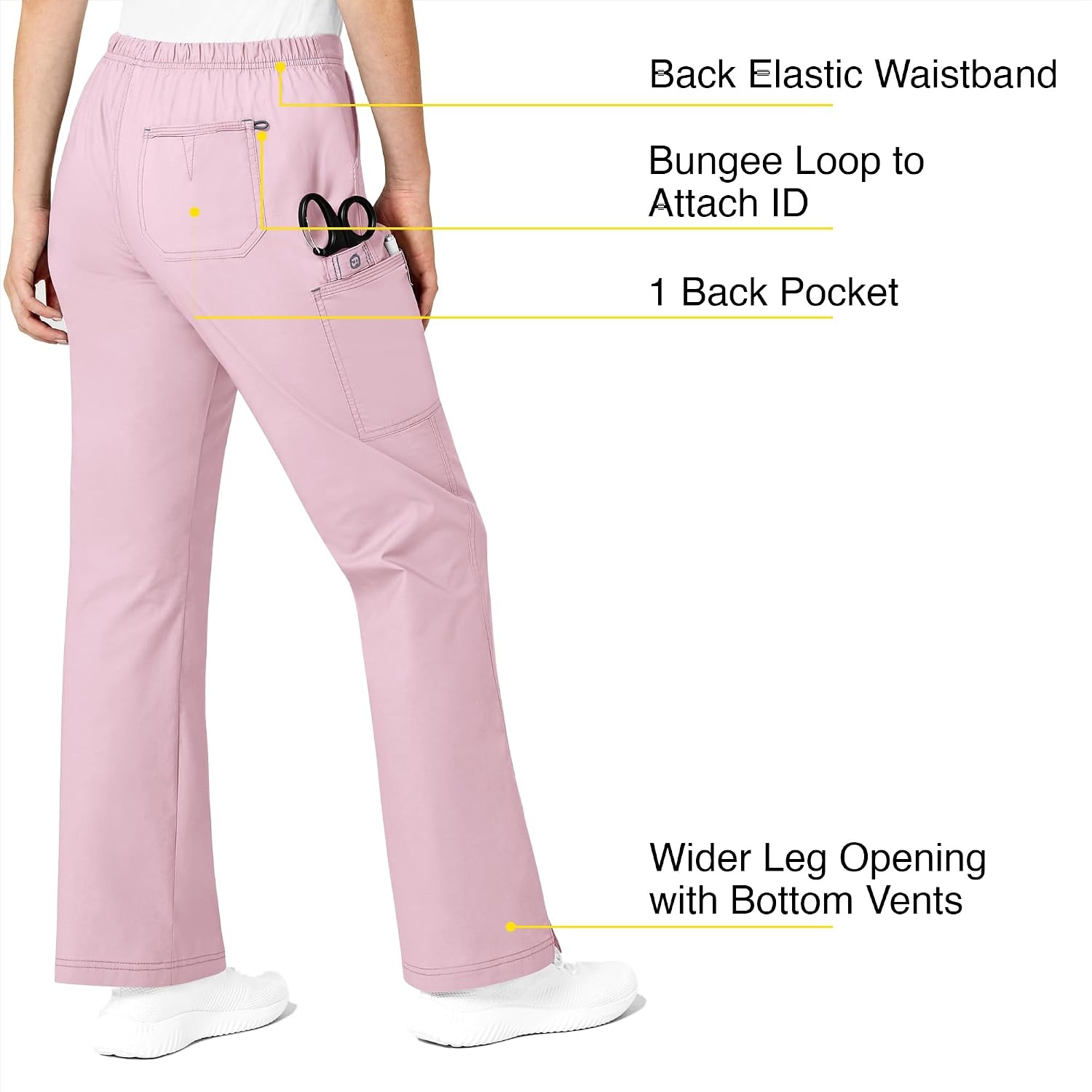 WonderWink Women’s WonderFlex Grace Flare Leg Cargo Pant, Rose Blush, 2X