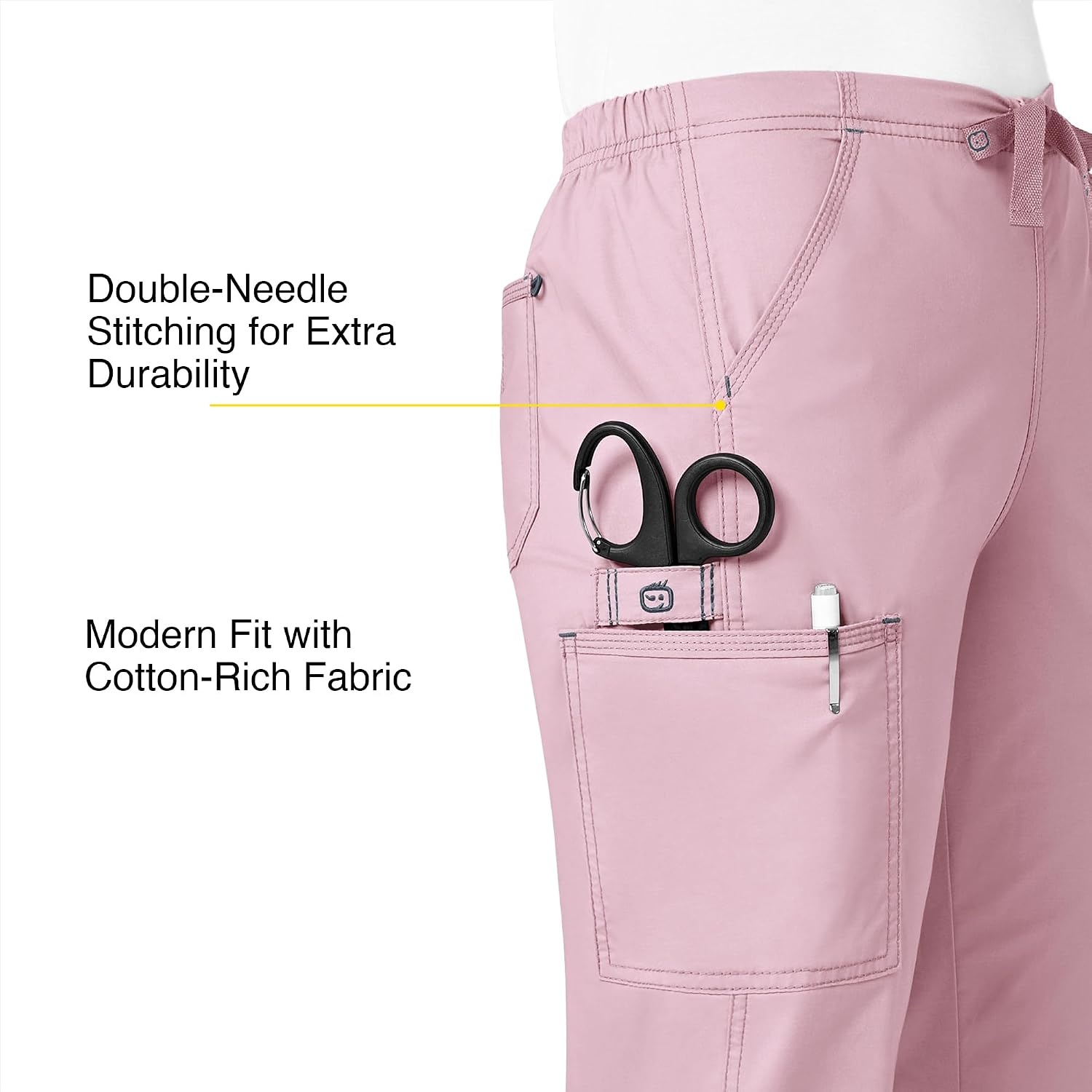 WonderWink Women’s WonderFlex Grace Flare Leg Cargo Pant, Rose Blush, 2X