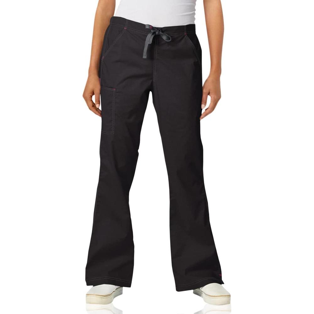 WonderWink Womens Grace Flare Leg Cargo PantMedical Scrubs Pants(Black)