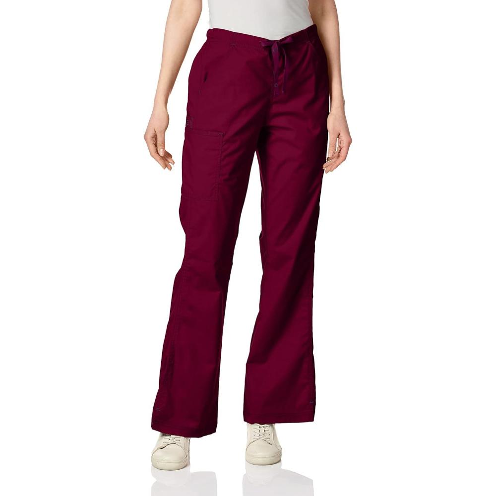 WonderWink Womens Grace Flare Leg Cargo PantMedical Scrubs Pants(Wine)