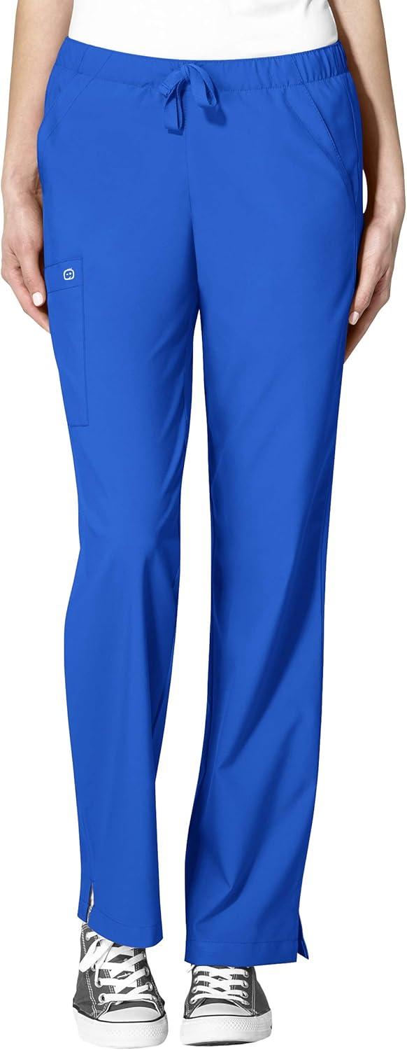 WonderWink W123 Women’s Basic V-Neck Top & Drawstring Pant Scrub Set + Badge Reel(Royal)