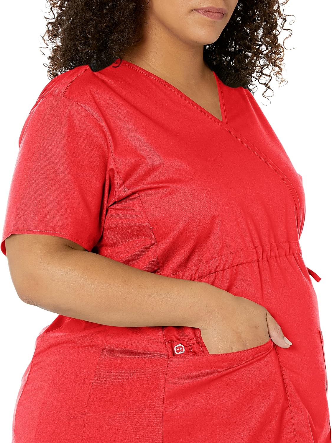 Wink W123 Maternity V-Neck Scrub Top(Red)